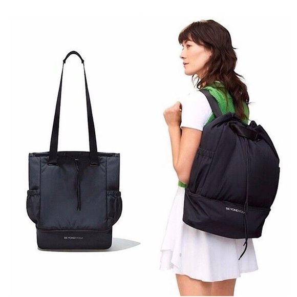 NWT Beyond Yoga Black Nylon Convertible Gym Bag/Backpack - Picture 1 of 11